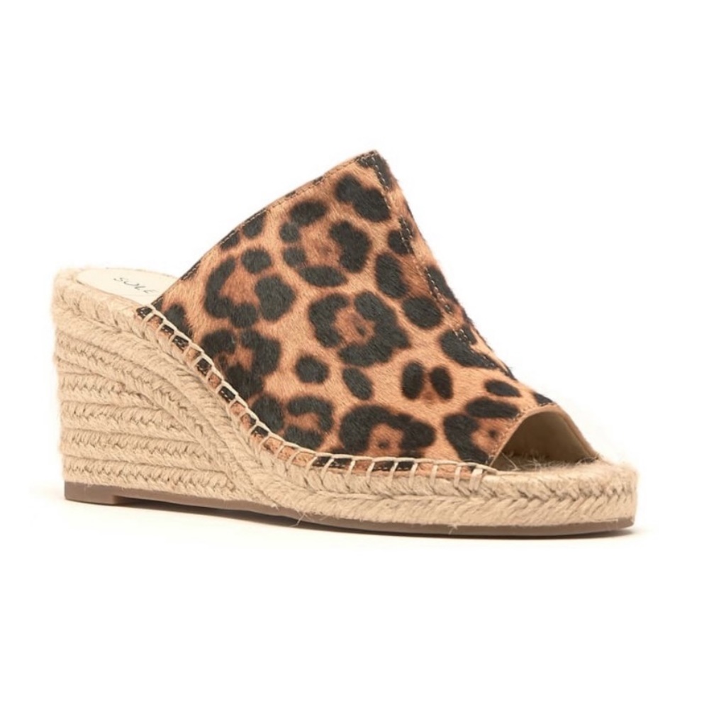 Caleena Genuine Calf Hair Wedge Slide Sandal